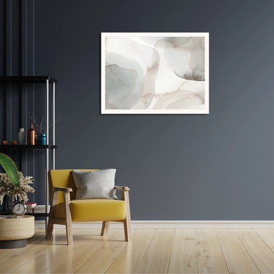 Poster Abstract Rustige Tinten met Accent 03 Rechthoek Horizontaal Met Lijst XL (70 X 50 CM) - Witte Lijst - Wanddecoratie - Posters