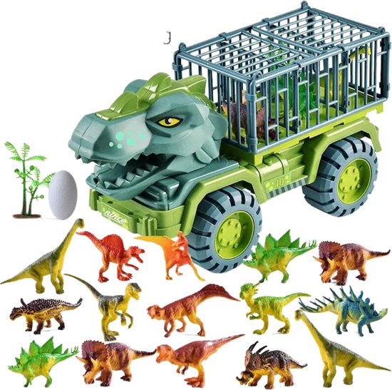 Nince Dinosaurus Transport Truck - Speelgoed Auto - Kinderspeelgoed - Met 12 Dinosaurussen - Nince