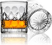 Lot de 2 Verres à whisky , verres à whisky de 300 ml, ensemble de Verres à whisky au design sculpté unique, pour bourbon, whisky, rhum, cocktails, vodka et plus encore.