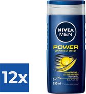 NIVEA Men Douchegel Power Refresh - 250 ml - Voordeelverpakking 12 stuks