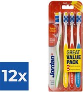 Jordan - Total Clean Tandenborstels Soft - 4 stuks - Voordeelverpakking 12 stuks