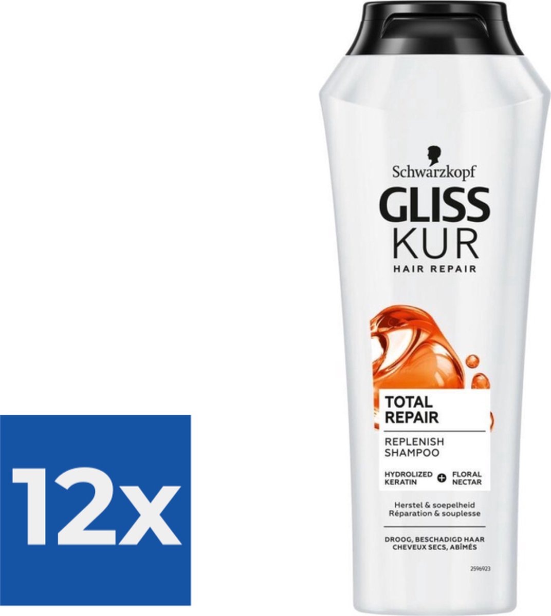 Gliss Kur Shampoo Total Repair 19 - Voordeelverpakking 12 stuks
