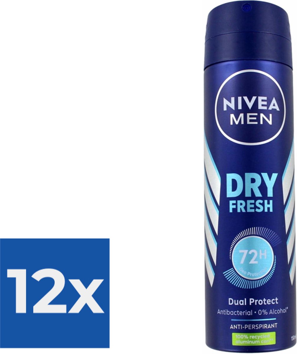 Goedkoopste Nivea Men Deodorant Deospray Dry Fresh - Voordeelverpakking 12 stuks