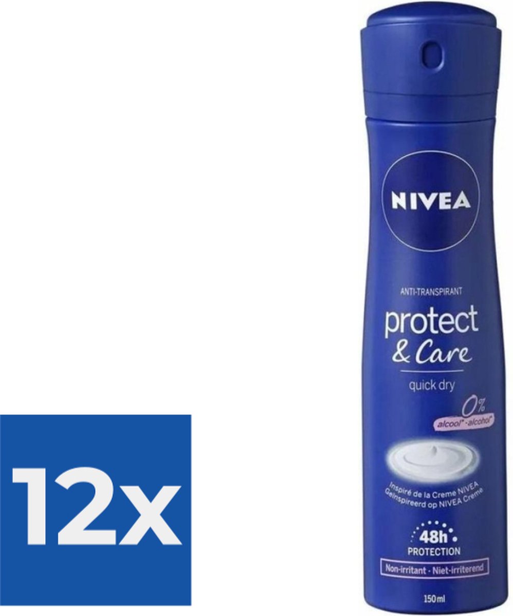 Goedkoopste Nivea Deodorant Spray Protect & Care 150 ml - Voordeelverpakking 12 stuks