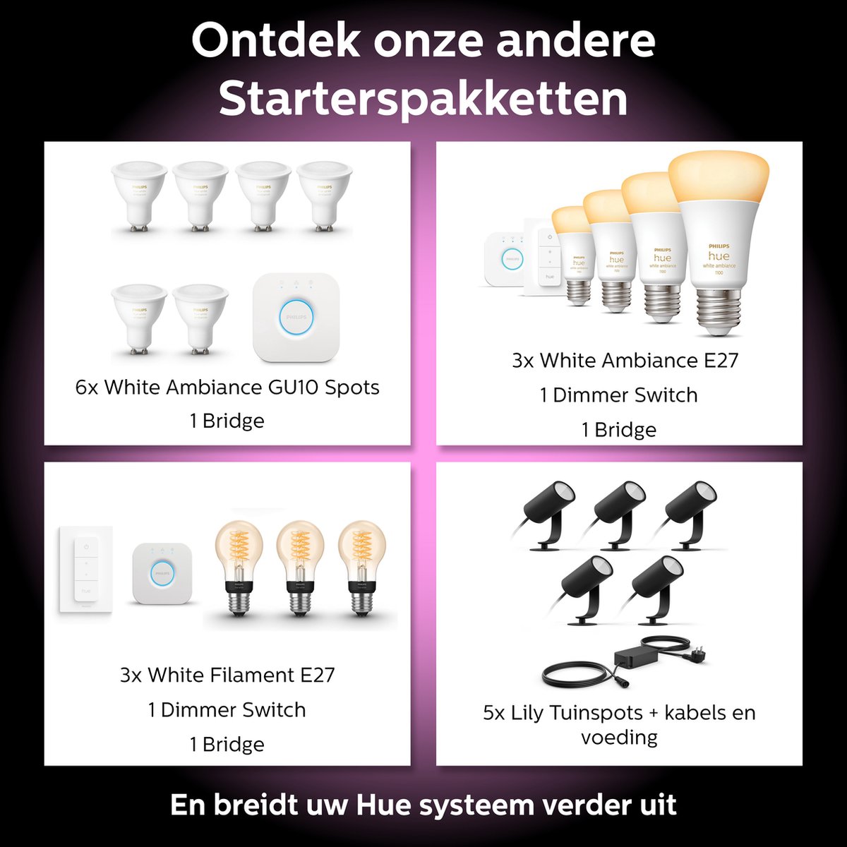 Philips Hue GU10 Starterspakket - 4 Lampen met Bridge thumbnail 5