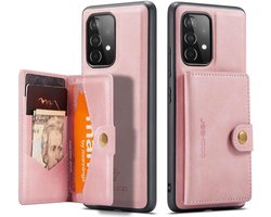 CaseMe JH-01 Hoesje Geschikt voor Samsung Galaxy A32 5G | Back Cover met Magnetische Kaarthouder | Beschermhoes Pasjeshouder Achterkant | 4 Pasjes en Briefgeld | Roze