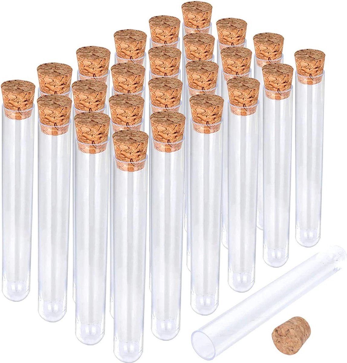 Tube à essai en verre transparent 10ml avec bouchon liège