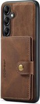 Coque CaseMe JH-01 adaptée au Samsung Galaxy A14 5G | Couverture arrière avec porte-carte magnétique | Housse de protection Porte-carte Dos | 4 cartes et factures | Marron