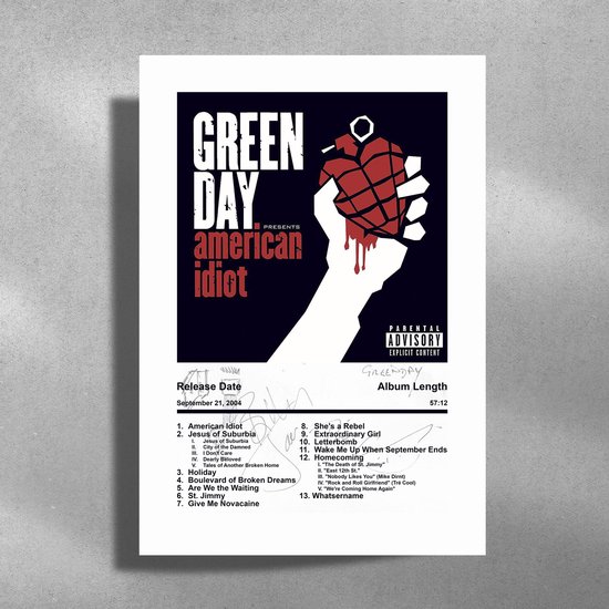 Green Day - American Idiot - Metalen Poster 30x40cm - album cover