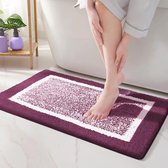 Badmat doux en microfibre 50 x 75 cm, tapis de salle de bain antidérapant lavable en machine, tapis de bain absorbant l'eau de Douche tapis de sol durable (violet)