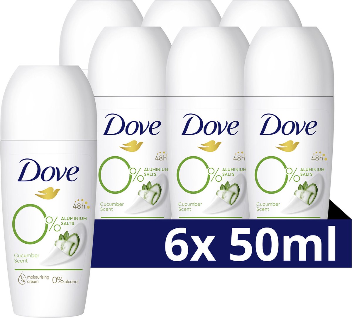 Goedkoopste Dove 0 Aluminiumzouten Deodorant Roller - Cucumber & Green Tea - 6 x 50 ml - Voordeelverpakking