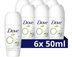 Dove 0% Aluminiumzouten Deodorant Roller - Cucumber & Green Tea - deo met 2x Action Zinc-Complex en Zinc Zap-technologie - 6 x 50 ml