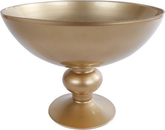 Schaal -"Trophy" -XL oud goud- glas -25x25x19cm