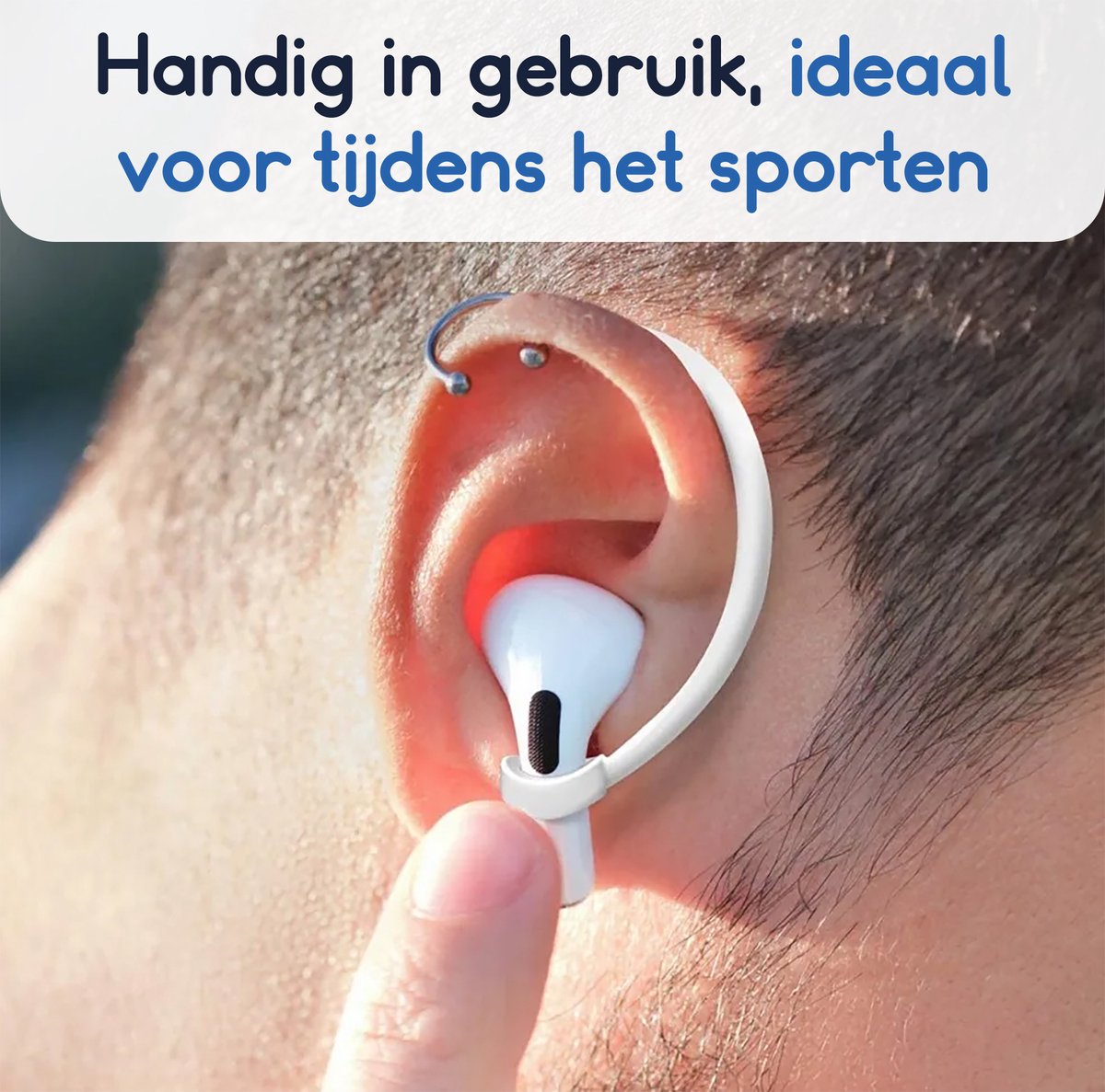 Ibley EarLoop Sport hooks wit voor Apple AirPods Pro 1/2 & AirPods 3/4 - Oorhaken - Siliconen sport haken - Geschikt voor AirPods Pro 1/2 en Apple AirPods 3/4 - Set van 2 – foto 5