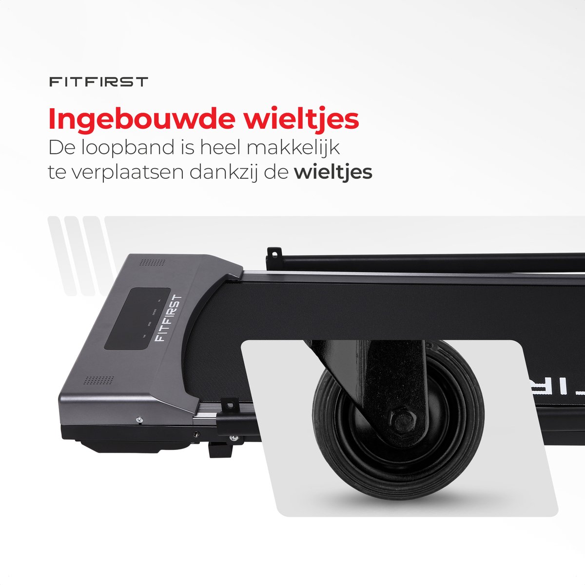 Afbeelding 3 van FitFirst® Jogger - Loopband met ingebouwde Speakers en App - Inklapbaar en verrijdbaar - Met afstandsbediening - Display met Trainingsinformatie - Telefoonhouder - Bluetooth - Hometrainer Fitness - Ideaal voor onder bureau