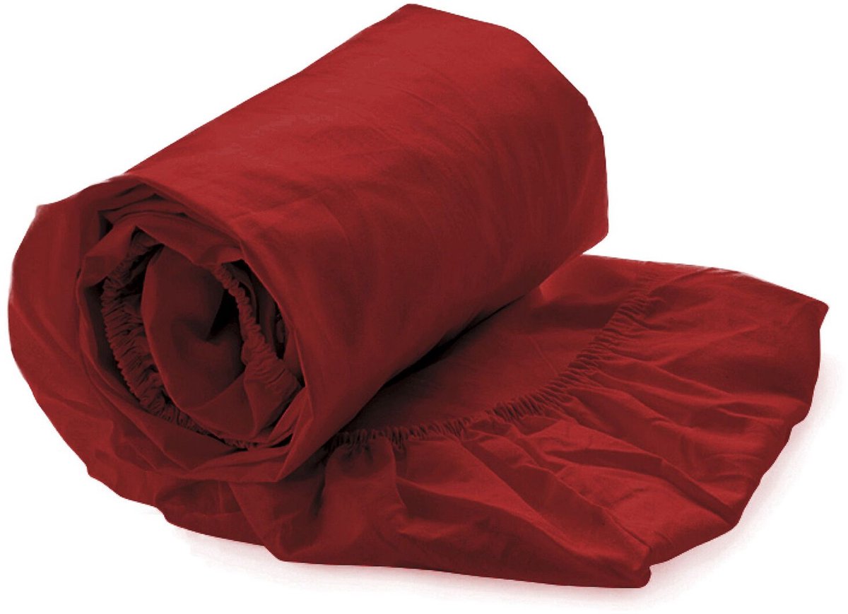 HnL Living - Hoeslaken - Katoensatijn - 80 x 200 cm - Rood