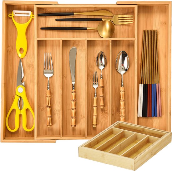 Verk Group - Bestekbak extensible en Bamboe - Range-couverts réglable