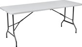 BRASQ Inklapbare Vouwtafel Wit - 180x70x74cm- Campingtafel - Klaptafel - Weerbestendig - Tafel met draaghandvat