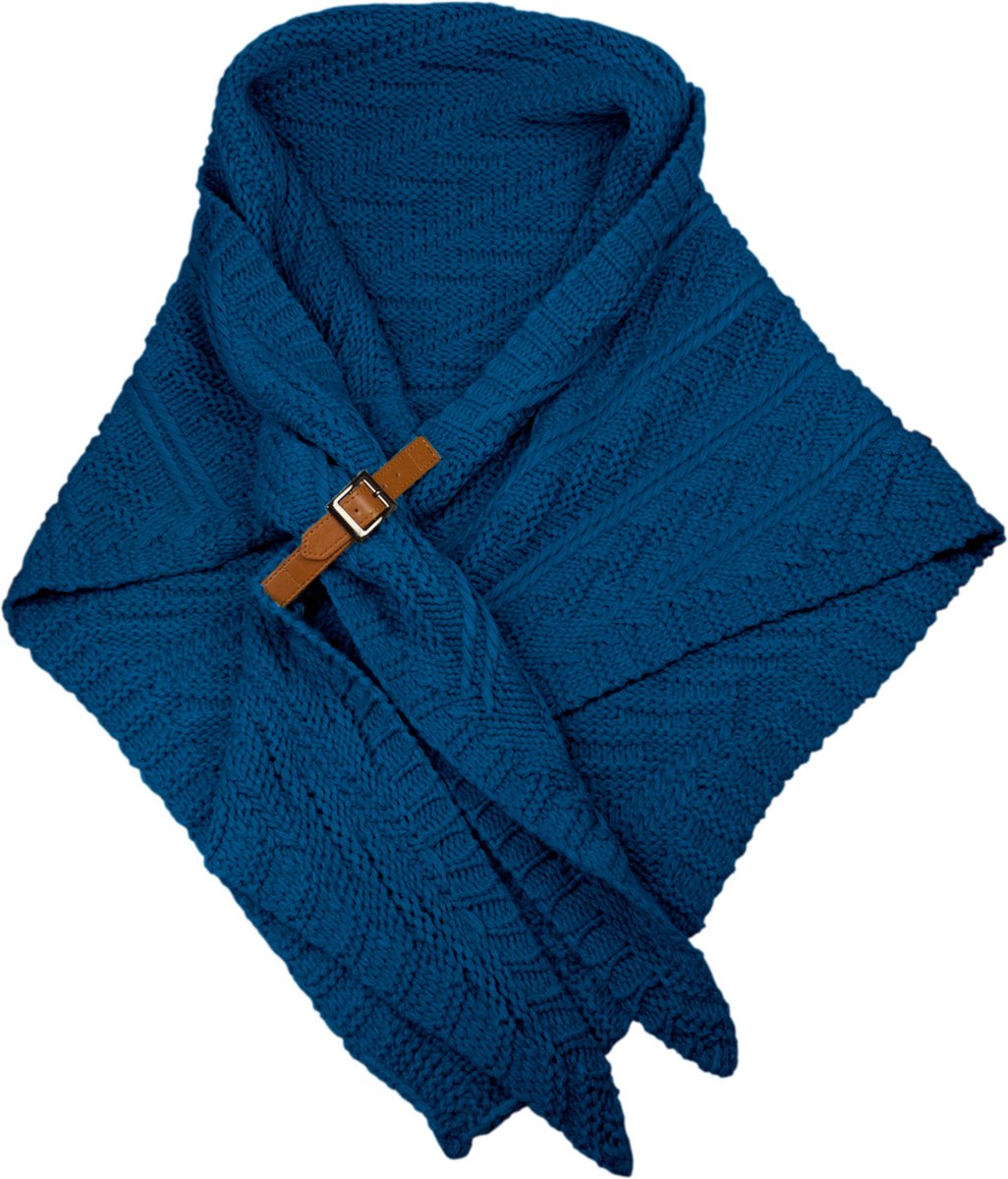 LOT83 Omslagdoek Fleur - Sjaal dames - Stola / Poncho - Mooi te combineren - Petrol - 1 Size fits all