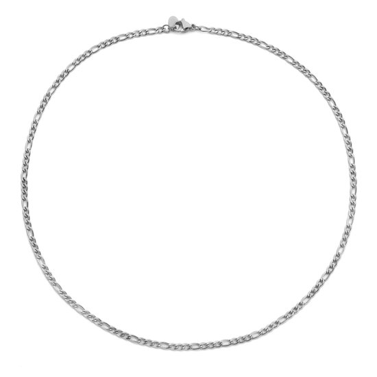 CO88 Collection 8CN-26405 Stalen Ketting - Figaro Schakel - Kettinkje - Collier - 3mm - 40+5cm - Staal - Zilverkleurig