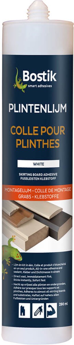 Bostik Plintenlijm - Universele overschilderbare montagelijm ( kit) voor plinten - Koker 290 ml