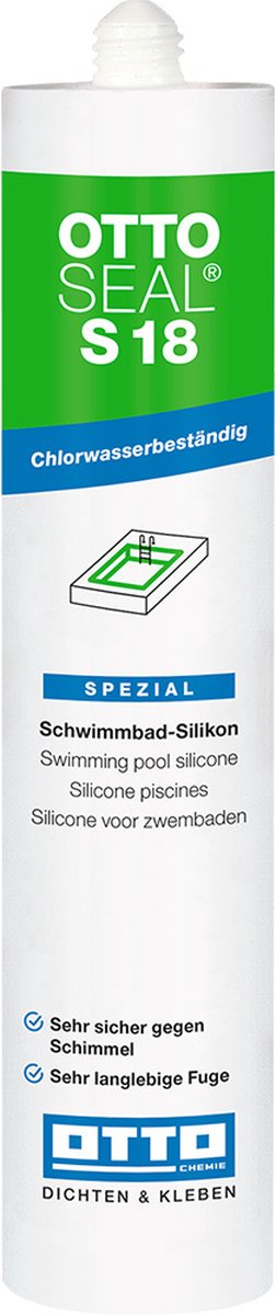 Ottoseal S18 siliconenkit zwembad - 310 ml koker - grijs - voor afdichting in zwembaden en sauna