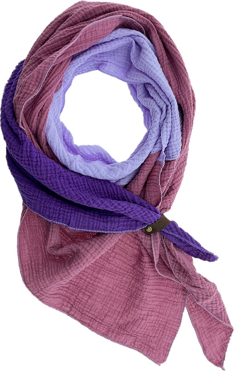 LOT83 Sjaal Yara - Vegan leren sluiting - Omslagdoek - Ronde sjaal - Tricolore 23 - 1 Size fits all