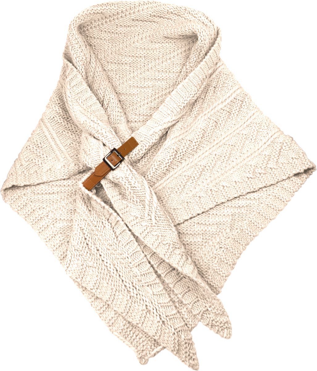 LOT83 Omslagdoek Fleur - Sjaal dames - Stola / Poncho - Mooi te combineren - Offwhite - 1 Size fits all