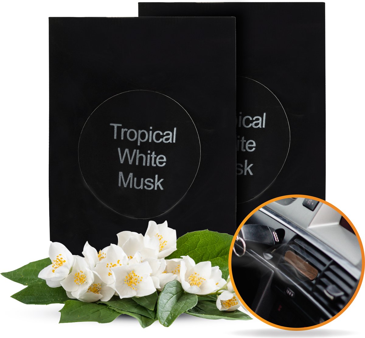 R2B® Autoparfum Navulling - Tropische Witte Muskus - 2 stuks - Auto Geurverfrisser - Luchtverfrisser - Autogeur - Autoparfum