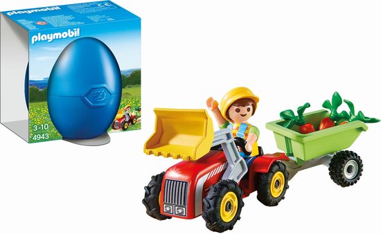 Playmobil enfant tracteur remorque