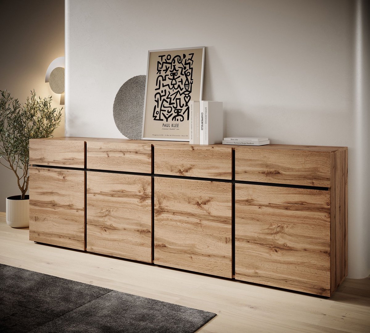 Meubella - Dressoir Cainan - Eiken - 225 cm