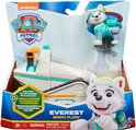 Paw Patrol Everest sneeuwschuiver met figuur, wit met blauwe en oranje accenten.