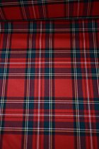 Geweven Schotse ruit rood met groen 1 meter - modestoffen voor naaien - stoffen Stoffenboetiek
