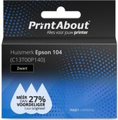 PrintAbout huismerk Inktcartridge 104 (C13T00P140) Zwart geschikt voor Epson
