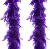 Carnaval verkleed veren Boa kleur paars 190 cm - 2x - Verkleedkleding accessoire