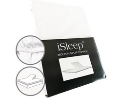 iSleep Molton Split-Topper - 100% Katoen - Tweepersoons - 140x200 cm - Wit