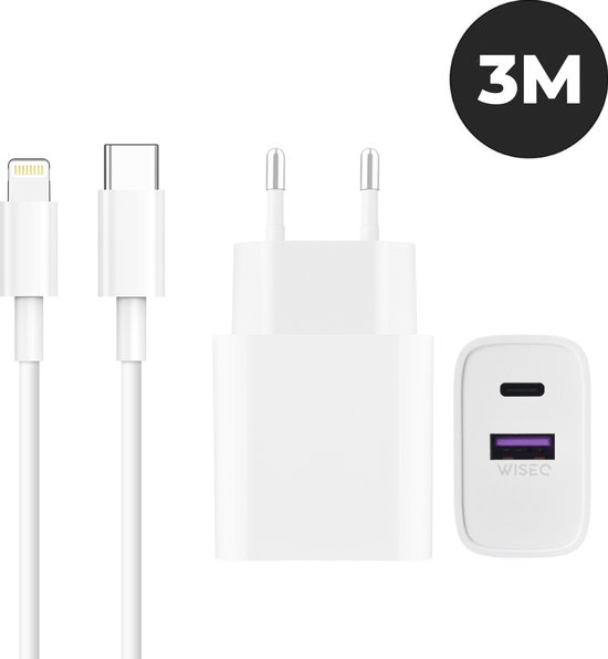 Adaptateur USB C Chargeur Rapide + Câble de 2 Mètres - Convient pour iPhone  - 14 / 13