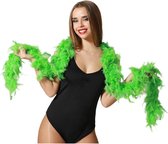 Atosa Carnaval verkleed boa met veren - neon groen - 180 cm - 45 gram - Glitter and Glamour - verkleed accessoires