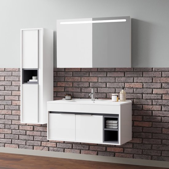 SaniGoods Sally badkamermeubel 120cm eiken met keramische wastafel rechthoek kopen