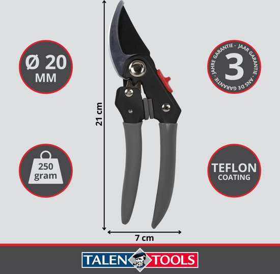 Talen Tools - Snoeischaar - Premium - Voorbijsnijdend - Ergonomisch model - 21 cm van Talen Tools — afbeelding 2