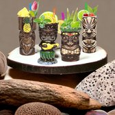 Mokken set van 4 - keramische Hawaiiaanse kerstmokken groot drinkgerei, Tiki Bar mokken voor cocktails, tropische bekers drankjes voor exotische feesten