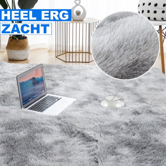 Zacht fluffy vloerkleed - Wasbaar - Hoogpolig tapijt - Tapijten woonkamer, slaapkamer, kinderkamer - Kerstcadeau - 140x200 cm - Kj