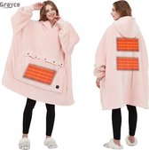 Grayce Hoodie Deken Met Heaterfunctie - Fleece Deken Met Mouwen - Elektrische Deken - Heating Blanket - Snuggle Hoodie - Snuggie - Thermokleding Dames - Valentijn cadeau voor haar - Roze