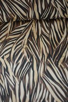 Stretchkatoen zacht bruin met beige streepjes 1 meter - modestoffen voor naaien - stoffen Stoffenboetiek