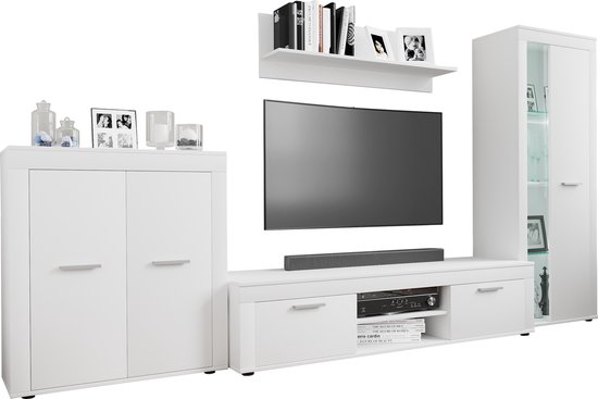 VCM 4-tlg. TV Lowboard Fernsehschrank Schrankwand Wohnzimmer Anbauwand Wohnwand Usilo XL