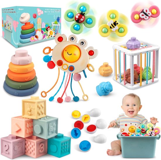 Ensemble de jouets bébé à partir de 6 mois, speelgoed sensoriels 6 en 1, 6-12  mois