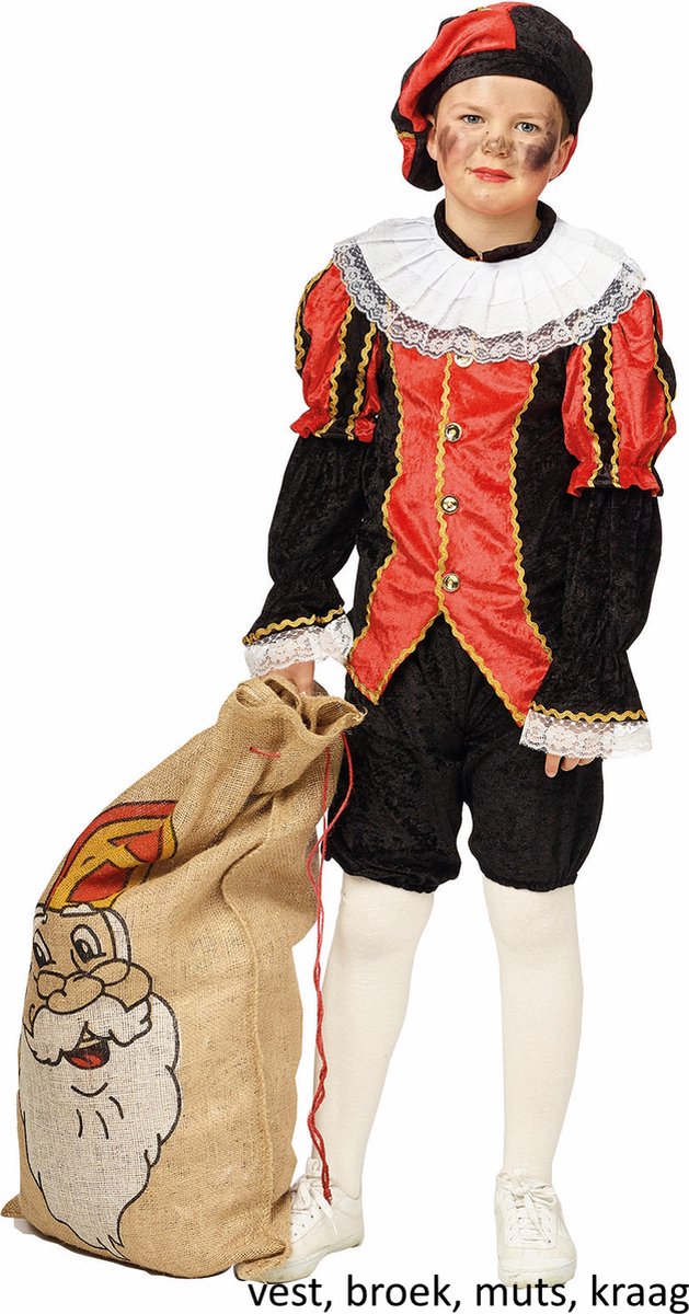 Piet Kostuum Rood/Zwart mt 104