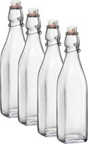 4x flip-top bouteilles / bouteilles de Weck carré transparent 500 ml - bouteilles Weck - bouteilles Swing - bouteilles Lemonade - bouteilles d' Bouteilles d'eau - Carafes