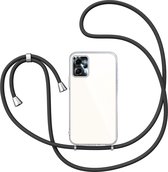 Hoesje met Koord geschikt voor Motorola Moto G13 / G23 - Back Cover Siliconen Case Transparant Hoes Zwart