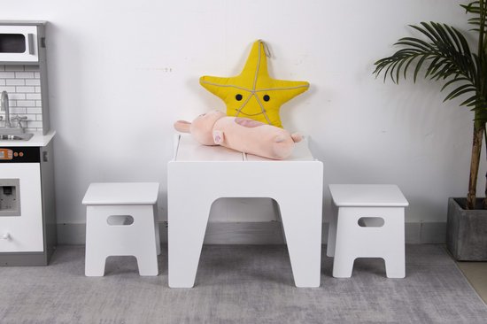 Froadp Kindertafel Multifunctionele Activiteitentafel voor Kinderen Speeltafel met Stoel, Opbergdoos en Bouwstenen Speeltafelset Knutseltafel & Stoel Sets voor Jongens en Meisjes (Type B